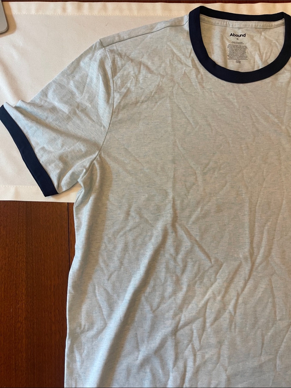 Abound Light Gray Short Sleeve Ringer Tee with Navy Trim